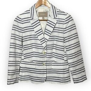 Banana Republic White & Navy Striped Blazer Size 6
